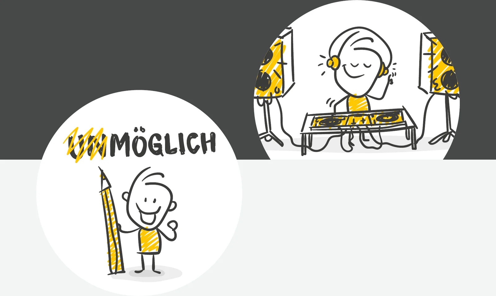 Symbolisierte Grafik um von Unmöglich zu Möglich zu kommen